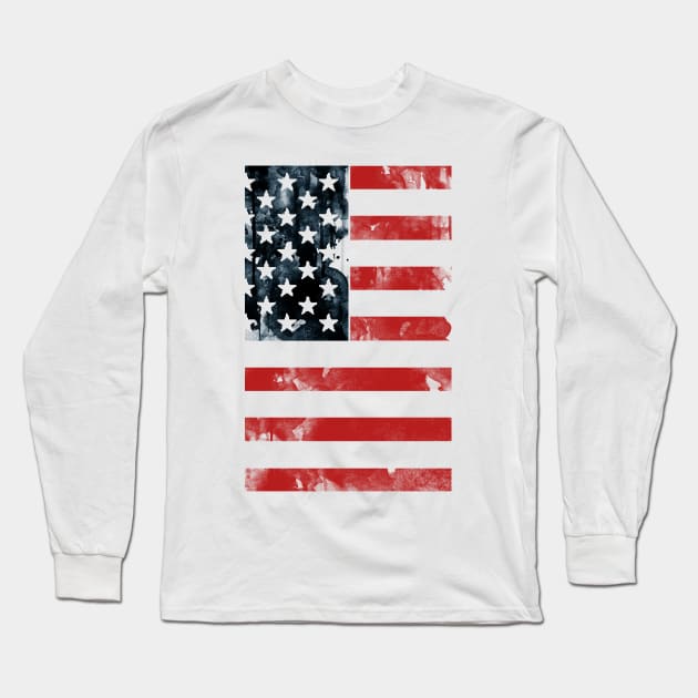 Distressed American Flag Long Sleeve T-Shirt by GoodKidDesignShop